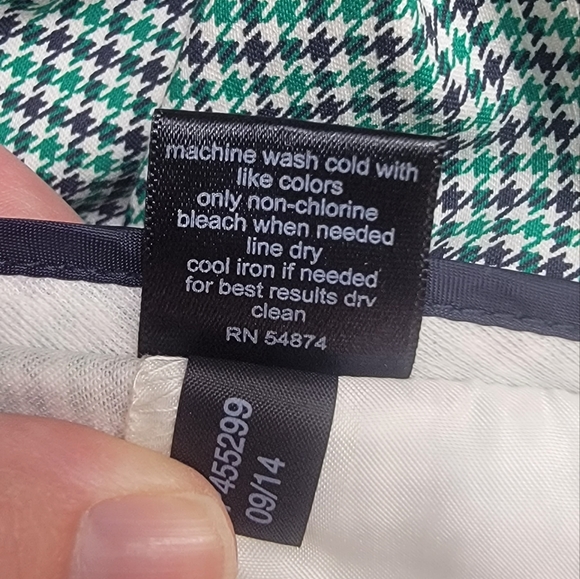 The Limited Green Navy White Mini Houndstooth Print Skinny Stretch Pants Sz 10p - Picture 5 of 5